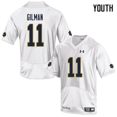 Notre Dame Fighting Irish Youth Alohi Gilman #11 White Under Armour Authentic Stitched College NCAA Football Jersey JSJ8699KM